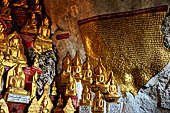 Inle Lake Myanmar. Pindaya, the famous Shwe Oo Min pagoda, a natural cave filled with thousands of gilded Buddha statues. 